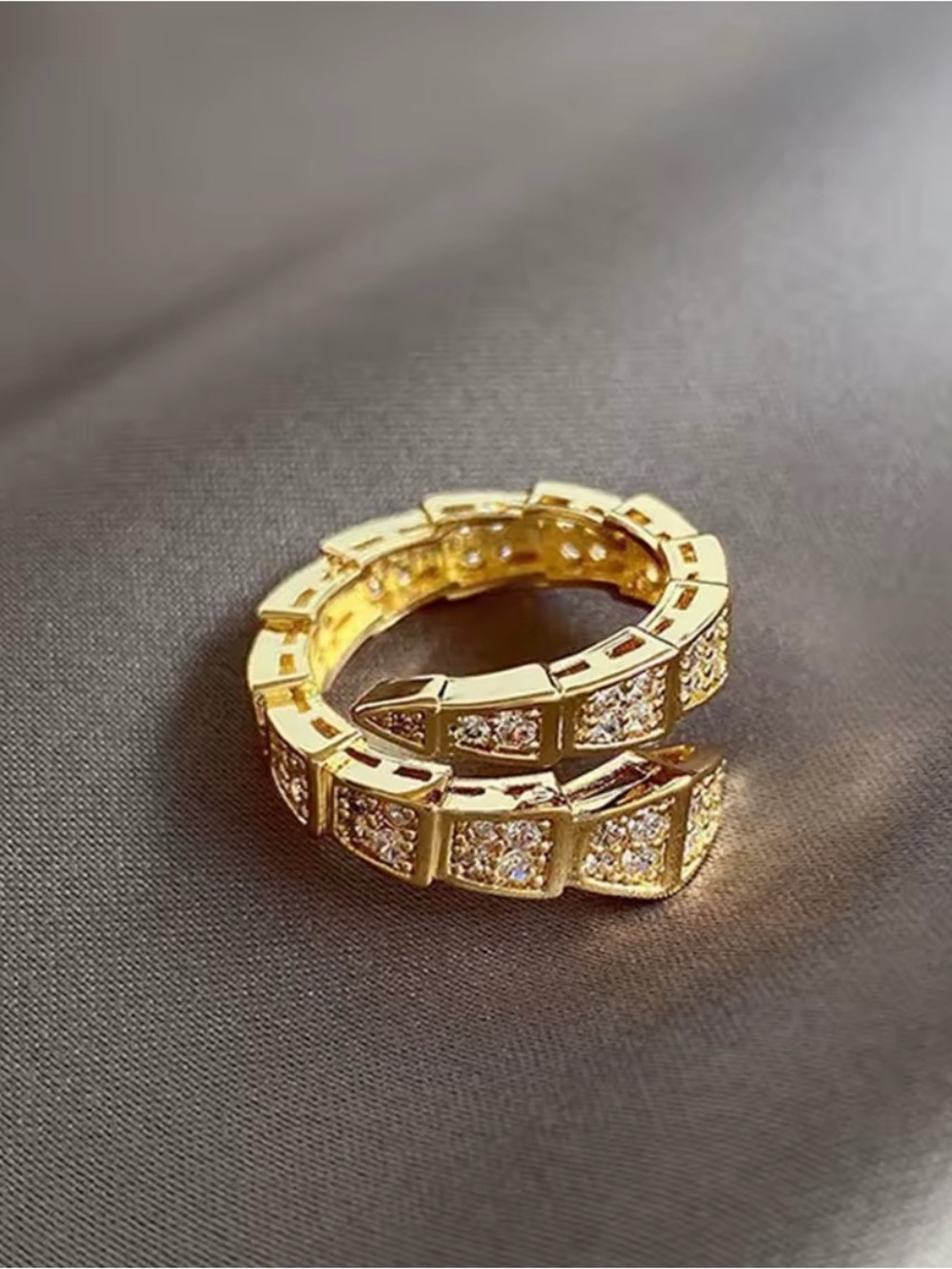 Serpenti Gold Pavé Shield Open Band Ring - Jewelry